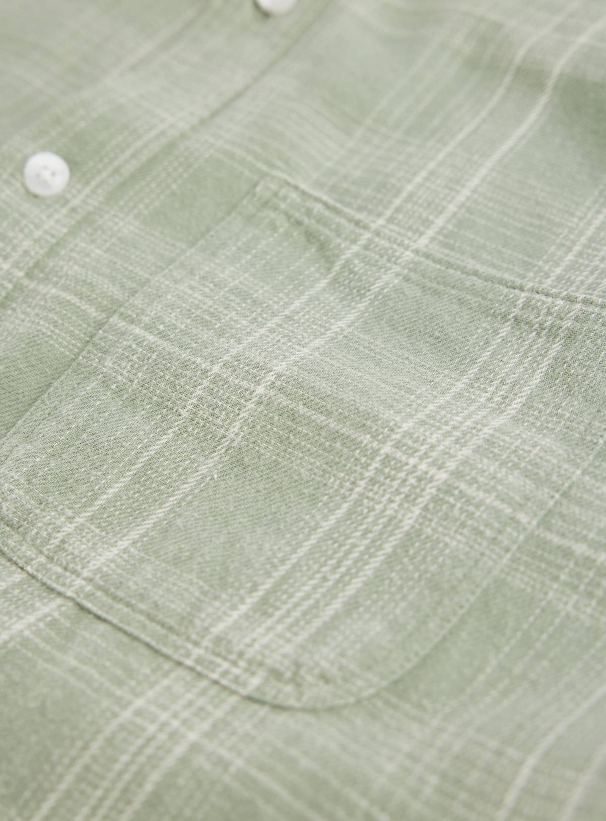 Green Checked Brushed Long Sleeve Shirt S - Image 4